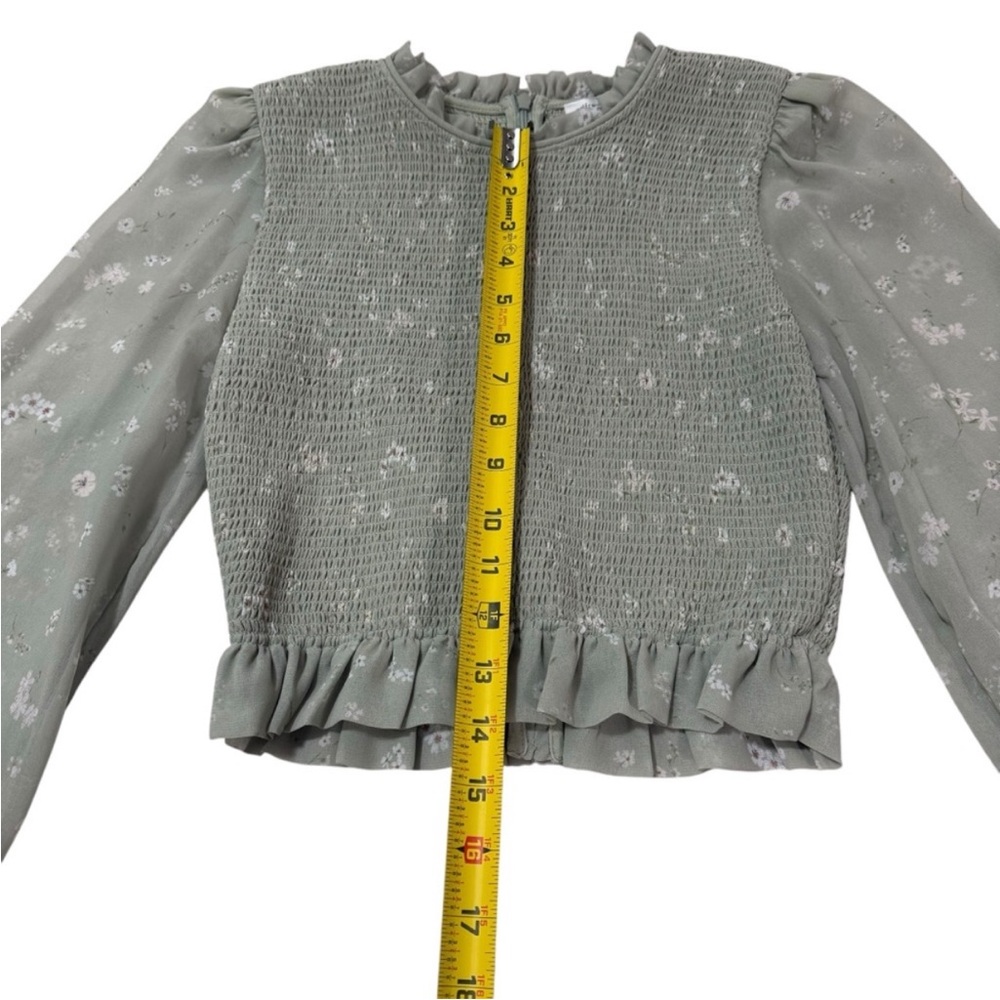 Aritzia Wilfred Tempest Smocked Floral Sheer Cottagecore Long Sleeve Blouse XS - Picture 5 of 10